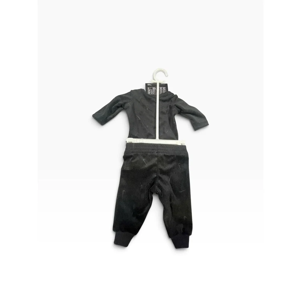 Nike 2-Piece Set Newborn NB Fir Black Velour Bodysuit and Pants 56M388-F1J New